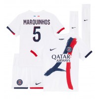 Maglia Calcio Paris Saint-Germain Marquinhos #5 Seconda Divisa Bambino 2024-25 Manica Corta (+ pantaloncini)